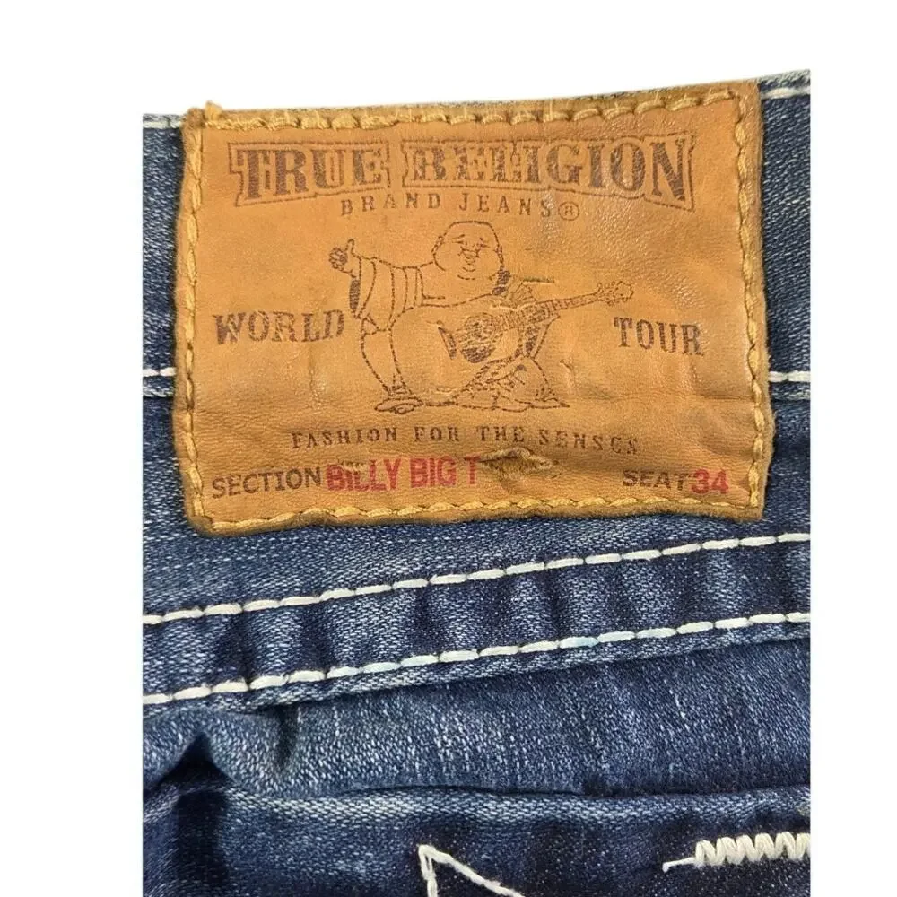 True religion world tour billy big T cut off jean shorts  size‎ 36